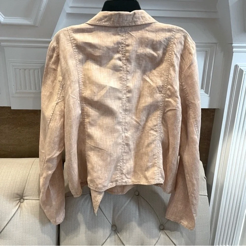 LOU & GREY 100% Linen Moto Jacket Soft Pink Womens Size XL - Picture 3 of 11